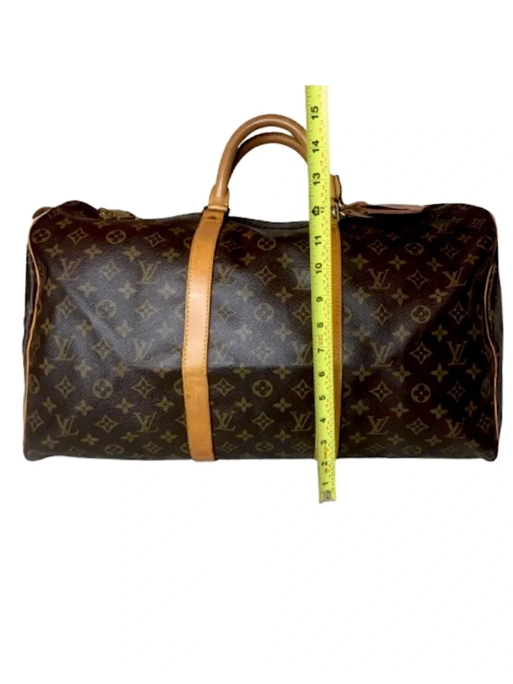 LOUIS VUITTON LV 50 Monogram Coated Canvas Vachetta Leather Duffel Weekend Bag